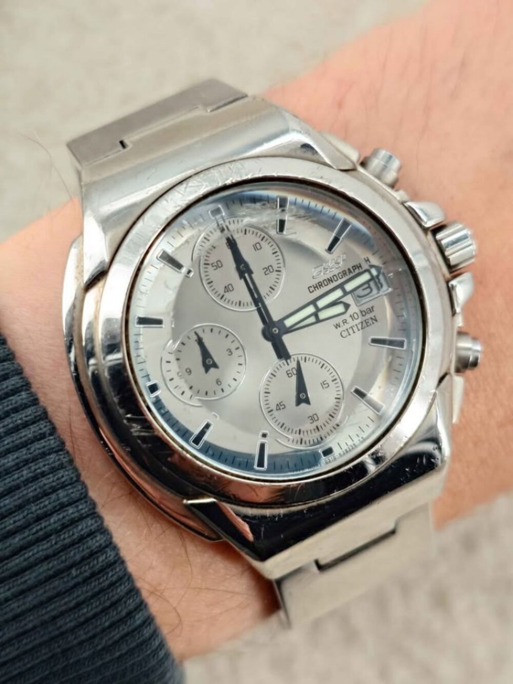 Citizen Oxy Men's Quartz Watch 0510 Chronograph Mirror 38mm JDM New Battery